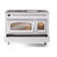 ILVE UN48FNMPEGG Nostalgie II Noblesse 48 inch Dual Fuel Range (8 Sealed Burners + Griddle, Triple Glass Door)-264993570-264993572-264993624