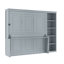 Grey Queen Bed With Integrated Desk And Shelf Compartments, Pine , Easy Fold For Space Utilization, No Box Spring Book Storage Materials, Space Design, Multiple Options-622984181-622984138