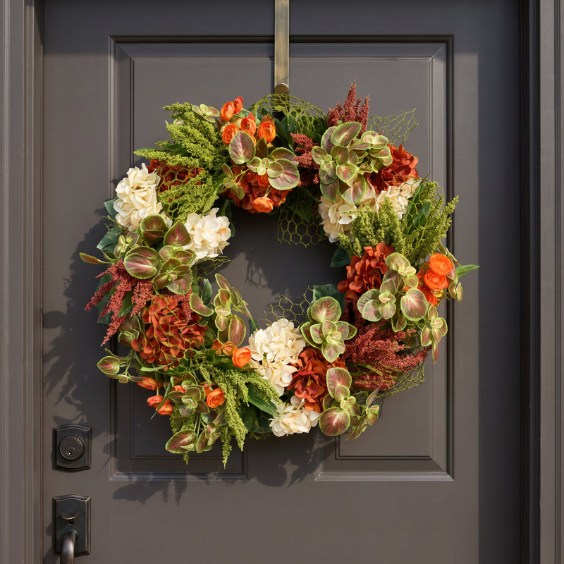 Alma Fall Wreath with Hydrangeas, Heather and Ranunculus