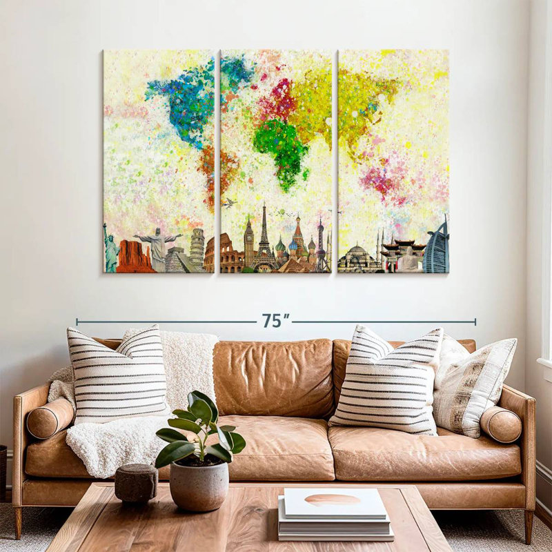 Aliaz Paint Splash World Map, 42" H x 65" W