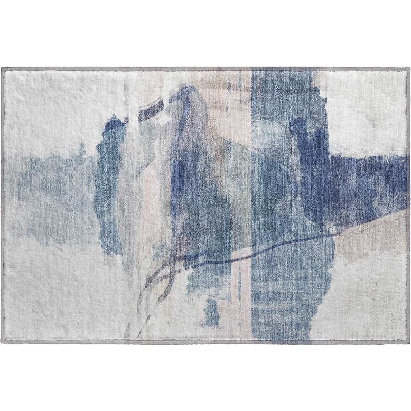 Premium Machine Washable Mayfield Abstract Rug, 1'8" x 2'6", Blue