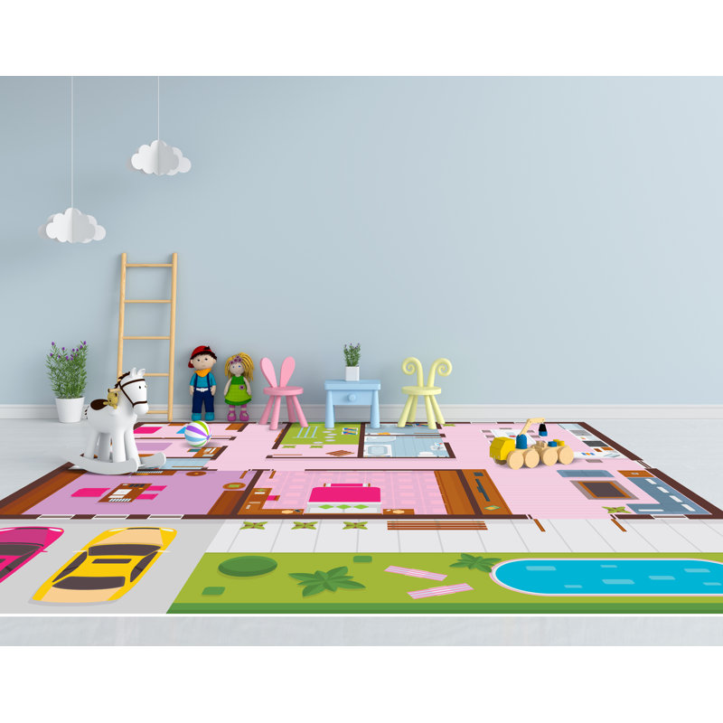 Square Immanuel Vinyl Machine Printed Area Rug, Square 150cm
