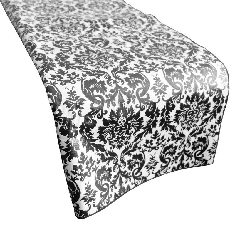 Abilia Plastic Damask Table Runner, 90" L x 12" W