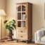 Armoire de rangement en bois rustique avec porte découpée et 2 tiroirs-129203405