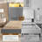 Queen Size Bed Frame with 51" Tall Corduroy Wingback Headboard and Storage Shelf, Upholstered Platform Bed with LED Lights & Charging Station, No Box Spring Needed, Easy Assembly, Grey-1084699741-1084699738