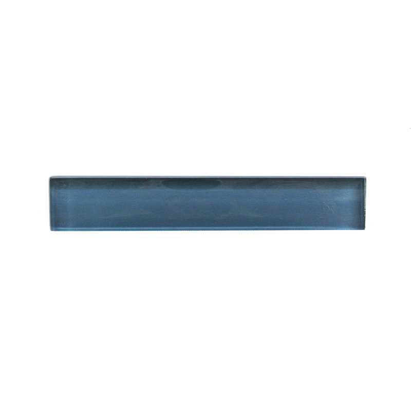 Autunno 1" x 6" Polished Glass Tile Trim in Neon, Blue
