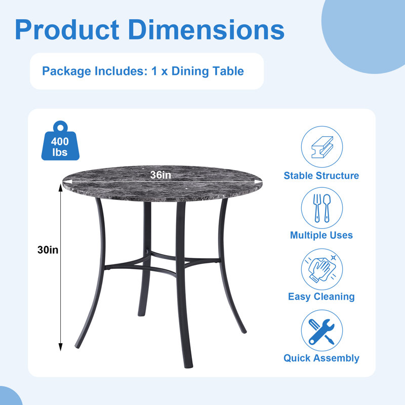 5-Piece Round Dining Table Set For 4, Mid Century Modern Small Kitchen Coffee Table And Folding Dining Chairs Set For Dining Room Kitchen Apartment