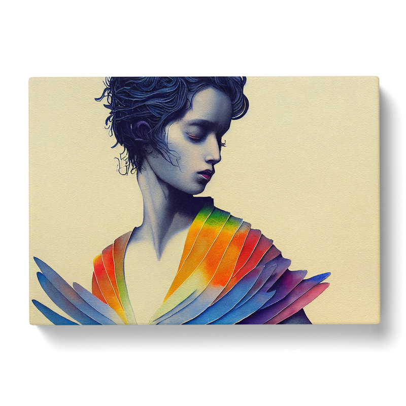 Woman In A Rainbow Abstract - Wrapped Canvas, 40cm H x 60cm W x 3cm D