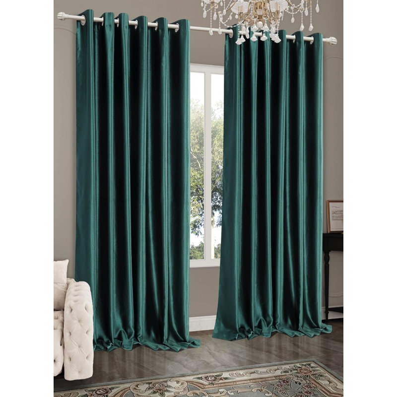 Blackout Curtain Panel Pair, Green, 117cm Width x 137cm Drop