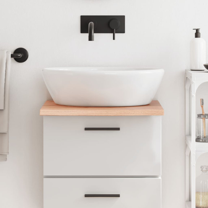 Sibilla 60cm Solid Wood Single Bathroom Vanity Top, Light Brown