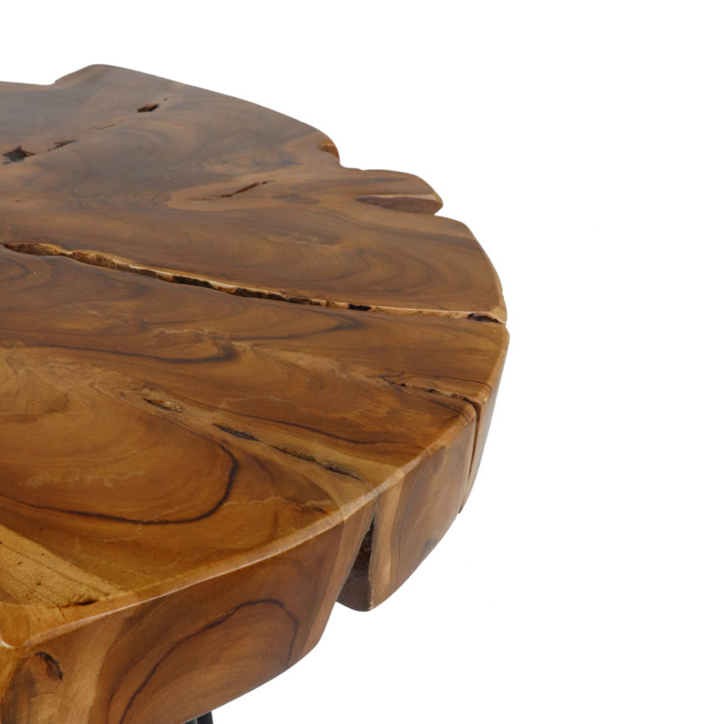 Handcrafted Solid Wood Round Top Hairpin Leg Modern End Table