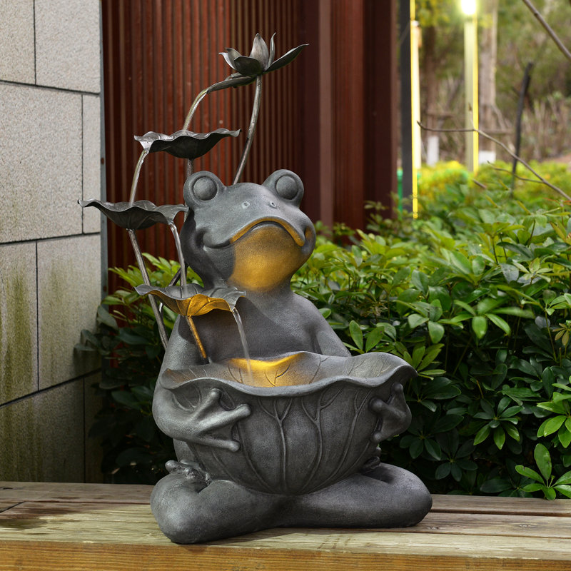 Frog Fountain with LED Light