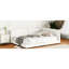 Grand lit tapissier beige - Ports pour gadgets et base avec combinaison de lin et de bois-2092077764-2092077762
