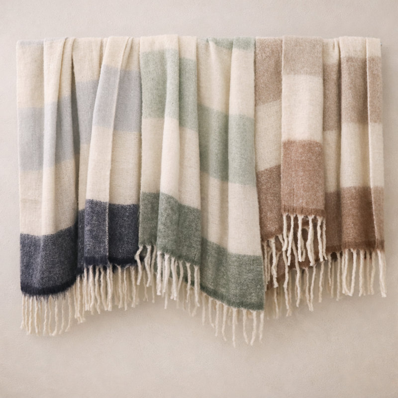 WHISTLER Hand Woven Throw Blanket, Teal