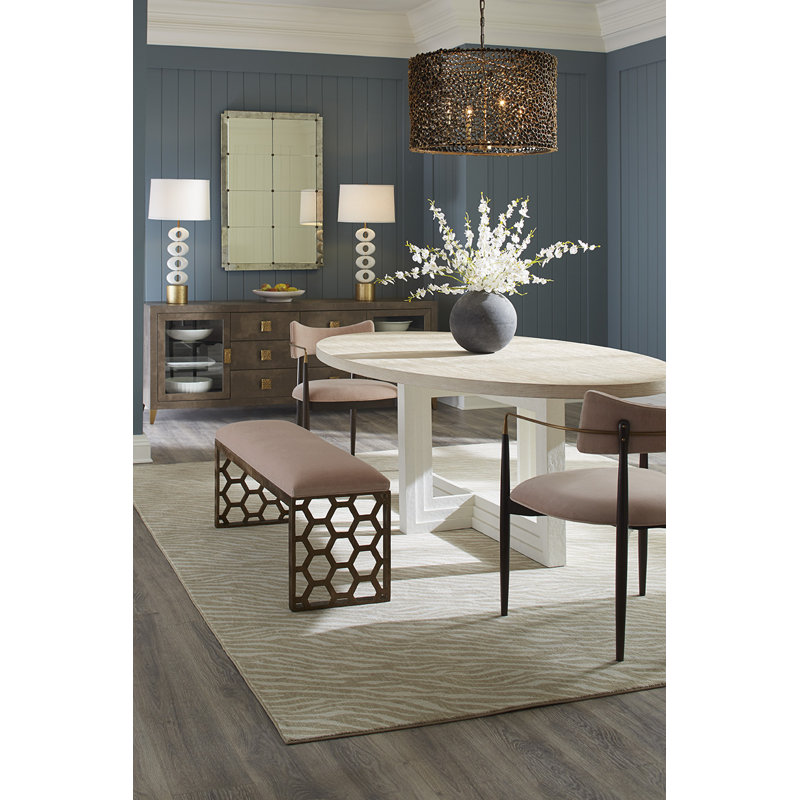 Angeline Upholstered Dining Bench, Harbor, Serrated Dolomite Silver