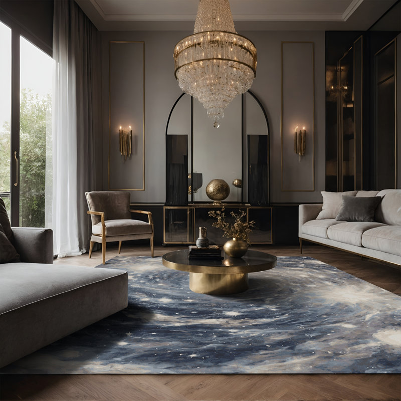 Tapis gris soyeux et moelleux, Rectangle 8 pi x 10 pi