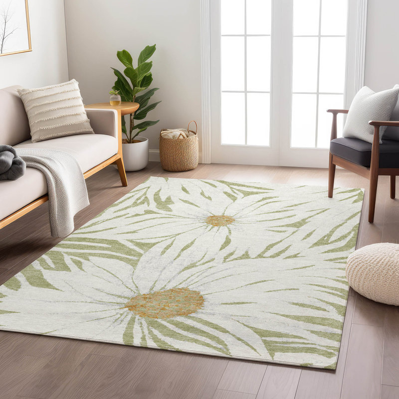 Machine Washable Indoor/Outdoor Oliveras ACN2263 Floral Rug, Rectangle 5' x 7'6"