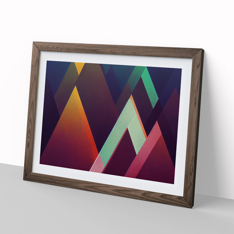 Shimmering Modern Abstract - Single Picture Frame Print, 46cm H x 64cm W x 2cm D, Walnut