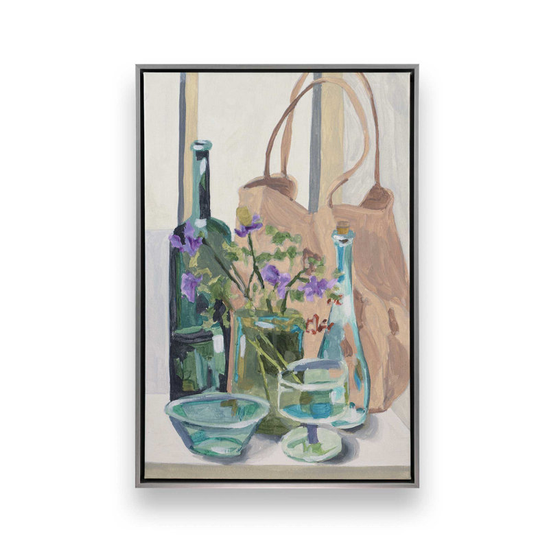 «Sustain Elegance I» par Melissa Wang, reproduction d'art, Argent argent, «Floater», reproduction encadrée sans passe-par