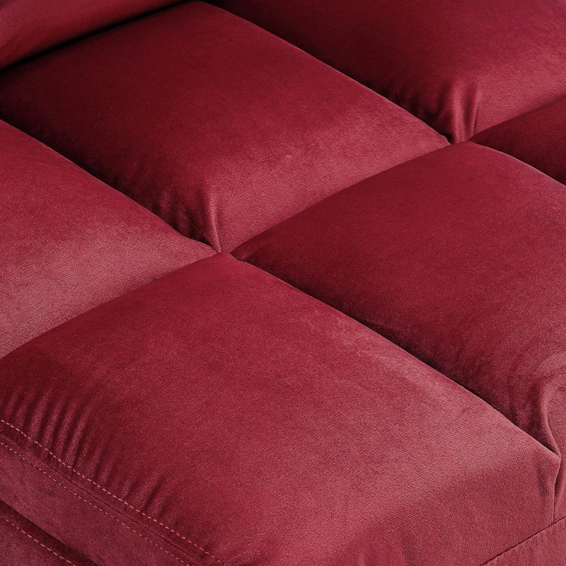 Ensemble de 2 chaises d'appoint avec repose-pieds Varrian, pieds modernes en velours et canapé club, Velours rouge