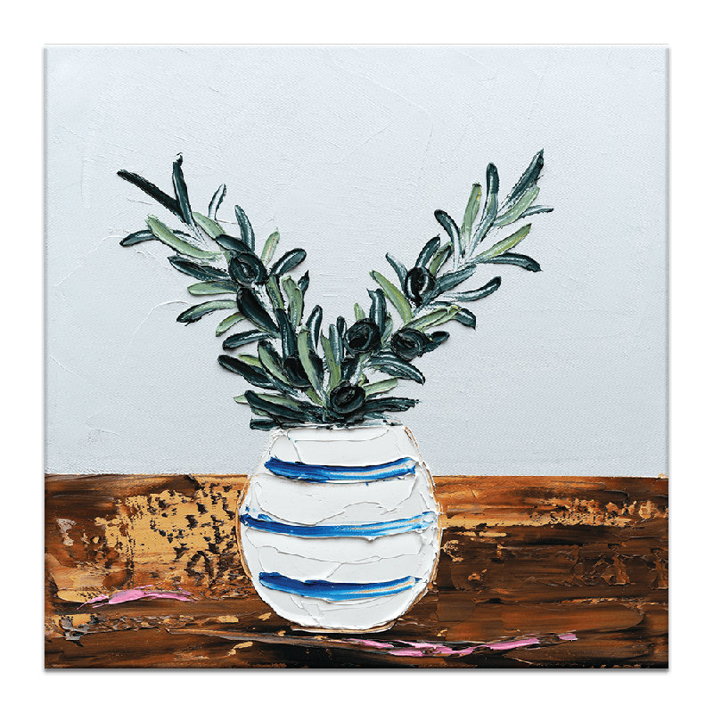 Olive Branch 10 Painting on Canvas, 41cm H x 41cm W x 3cm D, Wrapped Canvas