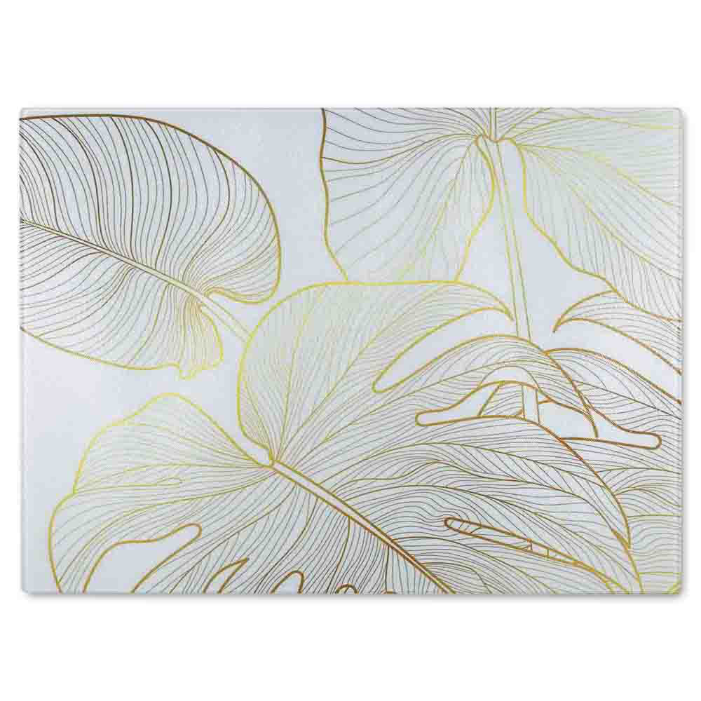 Botanical Line Art Glass Chopping Board