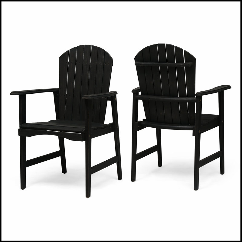 Chaises de salle à manger d'extérieur résistantes aux intempéries en bois d'acacia Adirondack (ensemble de 2), finition, siège durable et confortable pour patio et jardin