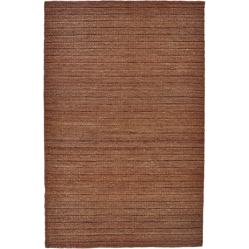 Tapis de couleur rouille en jute / sisal uni tissé à plat à la main Riaria, Rectangle 1 pi 8 po x 2 pi 10 po