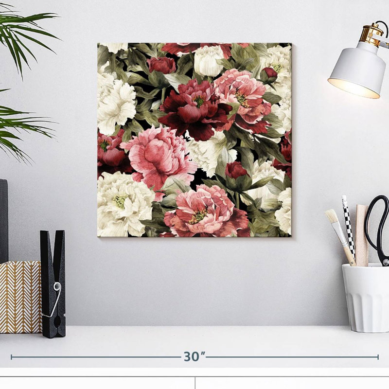 Pivoines multicolores, H 16 po x l 16 po