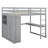 Full Size Loft Bed In Gray With Integrated Wardrobe, Desk, And Storage Size Practical Compartments-344740717