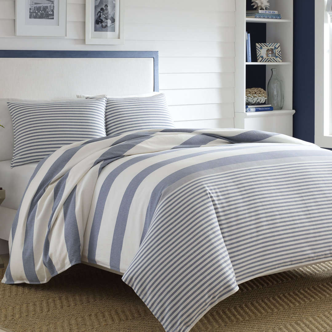 Nautica Fairwater Blue Cotton Reversible Comforter Set Nautica 