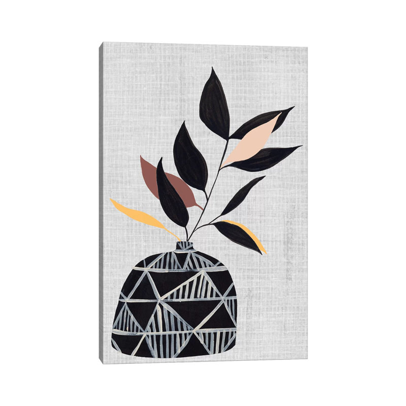 Decorated Vase With Plant IV by Melissa Wang - Wrapped Canvas Print, 30.48cm H x 20.32cm W 1.9cm D