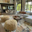 Round Tibetan Lamb Sheepskin Ottoman-950018334-950018321