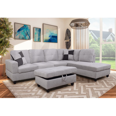 Aiddan Upholstered L-Shaped Sectional Left Hand Facing