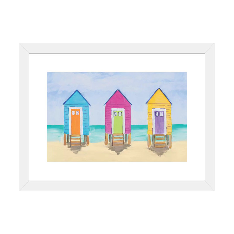 «Beach Shacks» par Julie Derice - reproduction d'art, Papier encadré blanc, Blanc, H 24 po x l 16 po x P 1 po