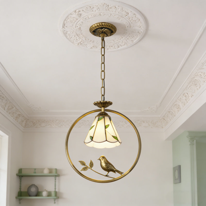 Tiffany Style 1-light Bird Ring Pendant Chandelier