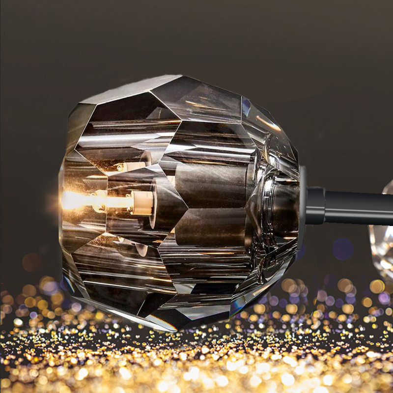 Jarosław Modern 12 - Light Dimmable Sputnik Chandelier with Smoke Gray Shades, Black