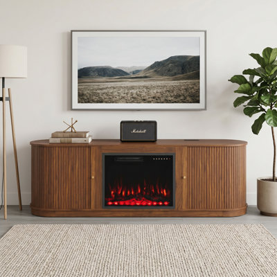 Meuble télé avec foyer Mid-Century