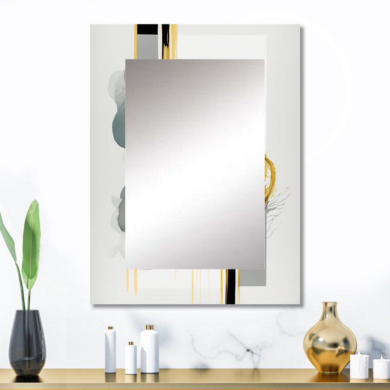 Abstrait formes transitionnelles noires III - miroir de formes abstraites, miroir mural moderne unique, art imprimé en métal