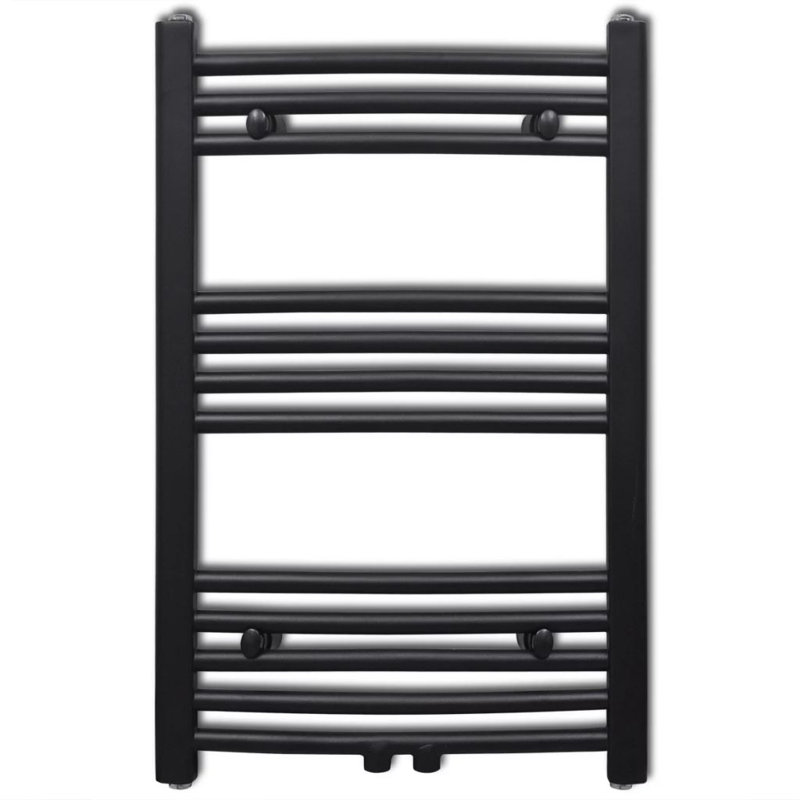 Sonny Curved Towel Rail Heated Towel Rails, 480mm H x 480mm W x 22cm D, Black