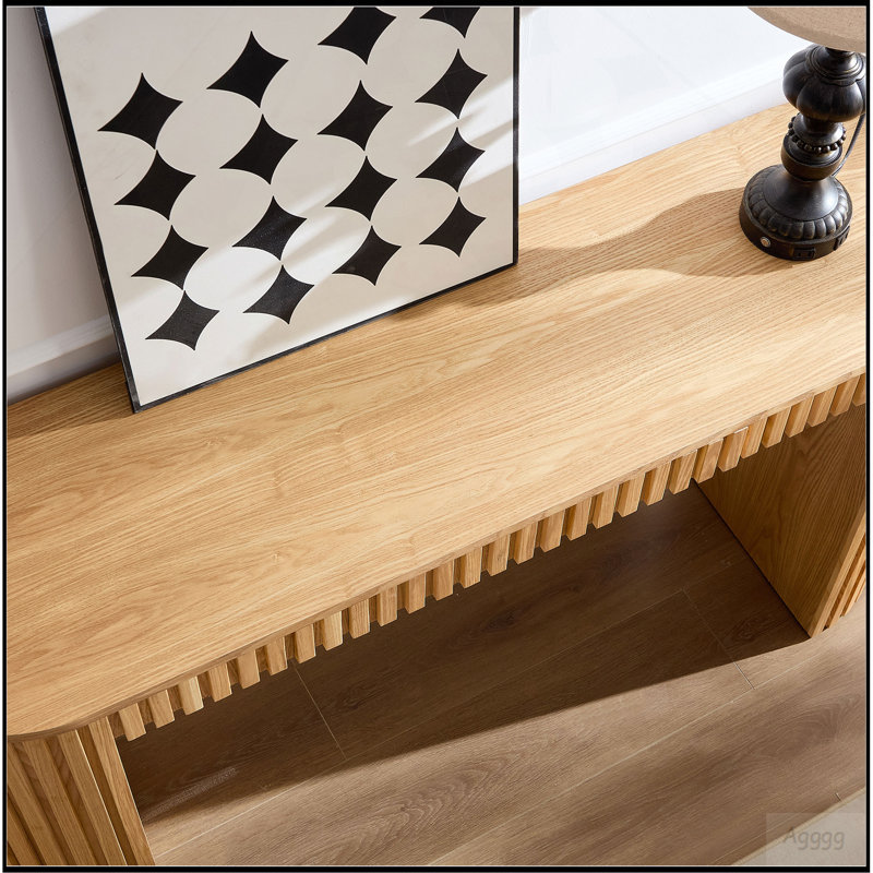 Console moderne 59,05 po avec tiroir pour le vestibule et rayures verticales uniques, Natural