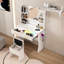 Table de coiffeuse avec miroir à DEL, 3 modes d'éclairage, support pour sèche-cheveux et 2 lumières de maquillage pour la chambre, grands tiroirs, décoration de chambre à coucher, blanc