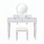 Ensemble de coiffeuse de luxe avec miroir rond, hauteur réglable, ensemble de coiffeuse, 4 tiroirs et tabouret-2113187660