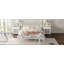 Ensemble de chambre à coucher de style rétro 4 pièces, grand lit plateforme avec tête de lit en forme de gourde, table de chevet et banc de rangement avec pieds tournés, blanc