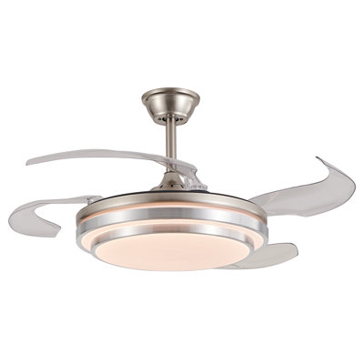 40" 2/3 Layer Ceiling Fans With Lights, Retractable Blades, Adjustable Height Ceiling Fans With Remote, 6 Adjustable Wind Speed
