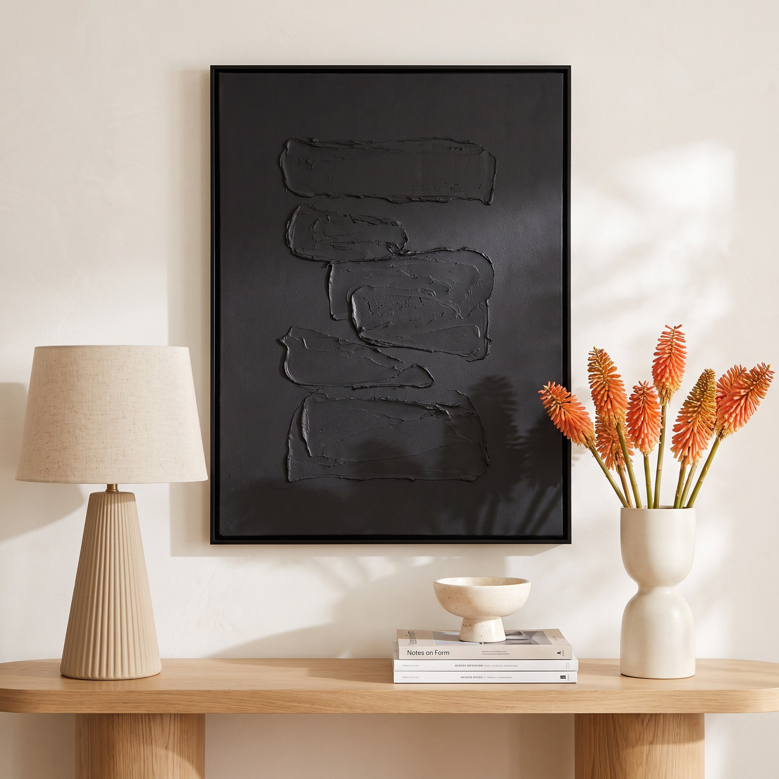 Adriana "Hemkund Abstract" Painting, 48" H x 36" W, Black