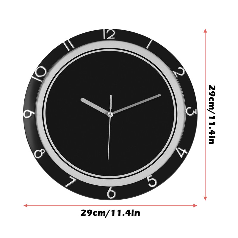 Horloge murale en plastique silencieuse convenant à la décoration - noir 12 po