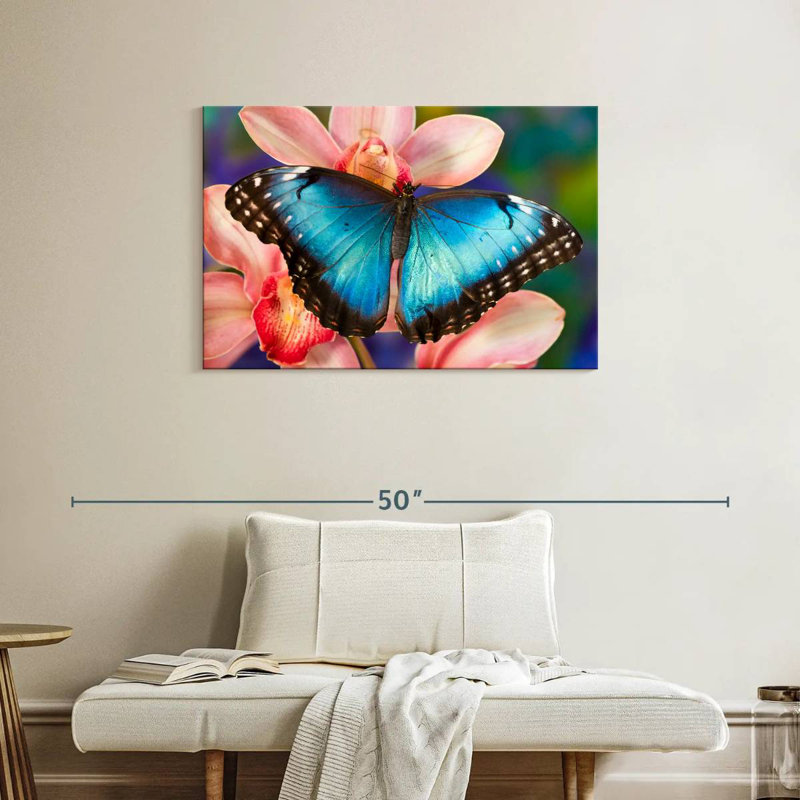 Brampt Butterfly On Orchids, 24" H x 36" W