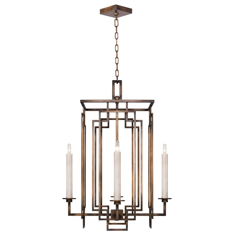 Cienfuegos 4 - Light Geometric Chandelier, Antique Bronze, No, 30.5" H x 22" W x 22" D