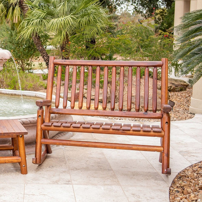 Gracie Oaks Double Porch Rocking Chair with Curved Seat Slats for Patio Spaces